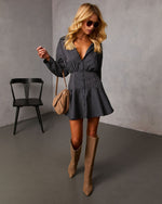 Margen Pinstripe Fit And Flare Mini Shirt Dress