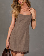 Norah Plaid Lace Trim Mini Dress