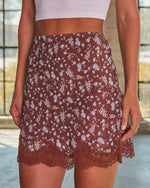 Wild Rose Floral Lace Trim Mini Skirt