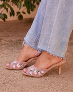 Evelora Floral Mesh Heel Mules