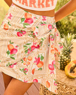 Citrus Shine Wrap Cover Up Fruit Print Mini Skirt
