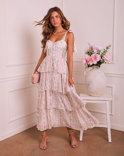 knee length dresses for ladies Honey Blush Tiered Floral Midi Dress – VICI