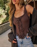 Kelia Knit Lace Ruffle Tank Top