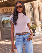 First Feeling Striped Knit Mock Neck Sweater