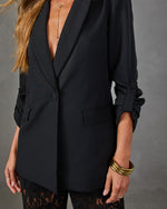 Meet Somewhere Ruched Sleeve Blazer