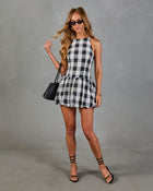 It Girl Summer Linen Blend Gingham Bubble Hem Romper