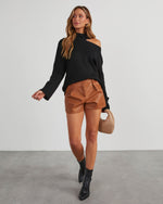 Black % Indulgence Choker Cutout Sweater-5