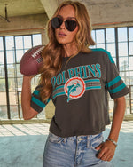 Miami Dolphins Rhinestone Embellished Cropped Graphic Tee