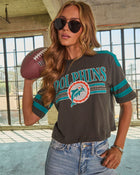 Miami Dolphins Rhinestone Embellished Cropped Graphic Tee