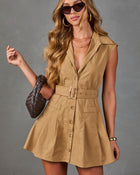 Eleanor Belted Cotton Mini Shirt Dress