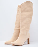 Beige % Honeyed Haze Suede Knee High Boots-2
