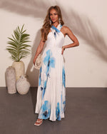 Tuscan Garden Floral Halter Neck Maxi Dress
