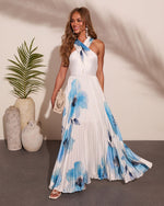 Tuscan Garden Floral Halter Neck Maxi Dress