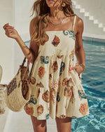 Ocean Whisper Sea Life Print Mini Dress