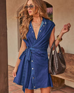 Lucienne Denim Wrap Tie Mini Shirt Dress