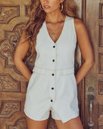 Off White % Maura Denim Vested Romper-5