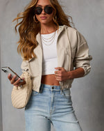 Caylah Vegan Leather Drawstring Hoodie