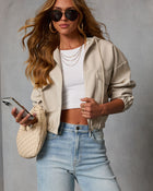 Caylah Vegan Leather Drawstring Hoodie