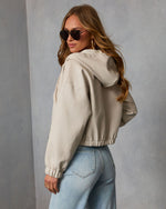 Caylah Vegan Leather Drawstring Hoodie