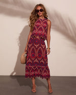 Wild Rhythm Embroidered Abstract Eyelet Midi Skirt