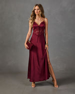 Amour Affair Satin Lace Maxi Dress