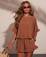 Sun Flare Ruffle Cape Style Top