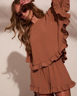 Sun Flare Ruffle Cape Style Top