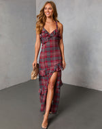 Reygan Ruffle Plaid Maxi Dress