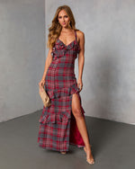 Reygan Ruffle Plaid Maxi Dress