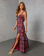 Reygan Ruffle Plaid Maxi Dress