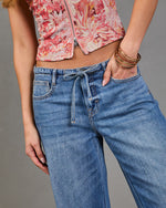Nolae Rigid Wide Leg Low Rise Drawstring Waist Jeans
