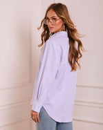 Purple % Casual Poise Striped Button Down Top-4