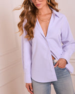 Purple % Casual Poise Striped Button Down Top-5