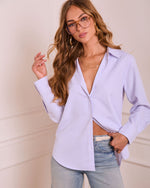 Purple % Casual Poise Striped Button Down Top-1