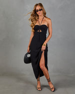 Balmy Breeze Cut Out Halter Neck Maxi Dress