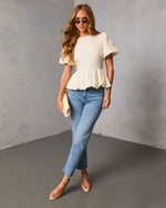 Aloura Puff Sleeve Peplum Top