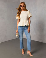 Aloura Puff Sleeve Peplum Top