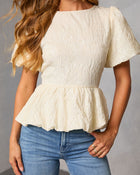 Aloura Puff Sleeve Peplum Top