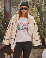 Winter Embrace Contrast Trim Teddy Coat