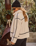 Winter Embrace Contrast Trim Teddy Coat