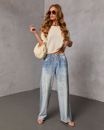 Blue % Presilla Contrast Stripe Denim Combo Sweatpants-2