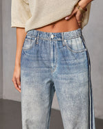 Blue % Presilla Contrast Stripe Denim Combo Sweatpants-6