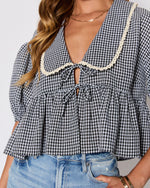 Hart Collared Gingham Babydoll Top