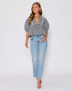 Hart Collared Gingham Babydoll Top