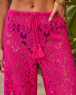 Warm Horizon Floral Crochet Drawstring Cover Up Pants