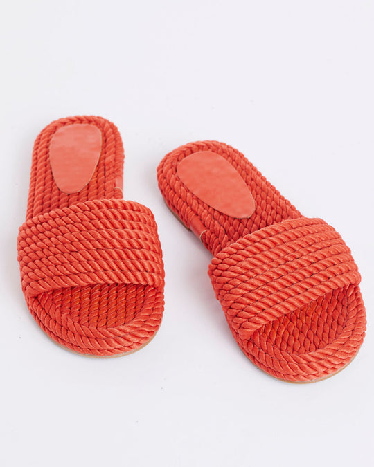 orange % Portia Rope Flat Sandals-5