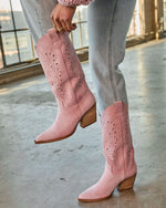 Dusty Pink % Arnell Laser Cut Western Boot-3