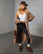 Taupe % Lana Pocketed Duster Cardigan-1