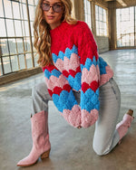 Freyie Abstract Mock Neck Chunky Knit Sweater