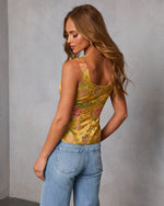 Poised Petal Embroidered Satin Top